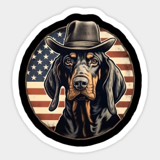 Black and Tan Coonhound 4th of July Sticker